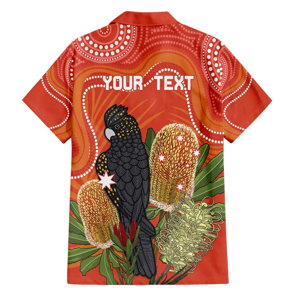 Personalised Australia Banksia And Black Cockatoo Hawaiian Shirt Aboriginal Art - Vibe Hoodie Shop