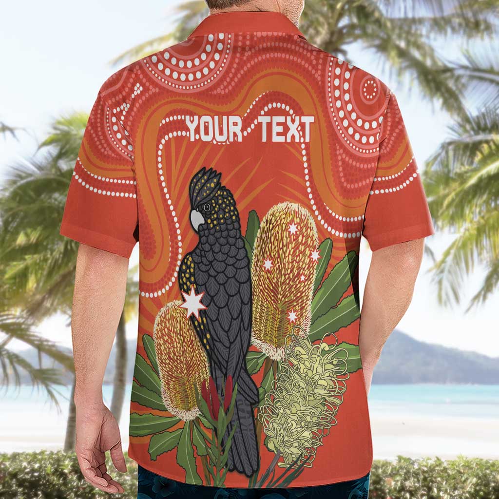 Personalised Australia Banksia And Black Cockatoo Hawaiian Shirt Aboriginal Art - Vibe Hoodie Shop