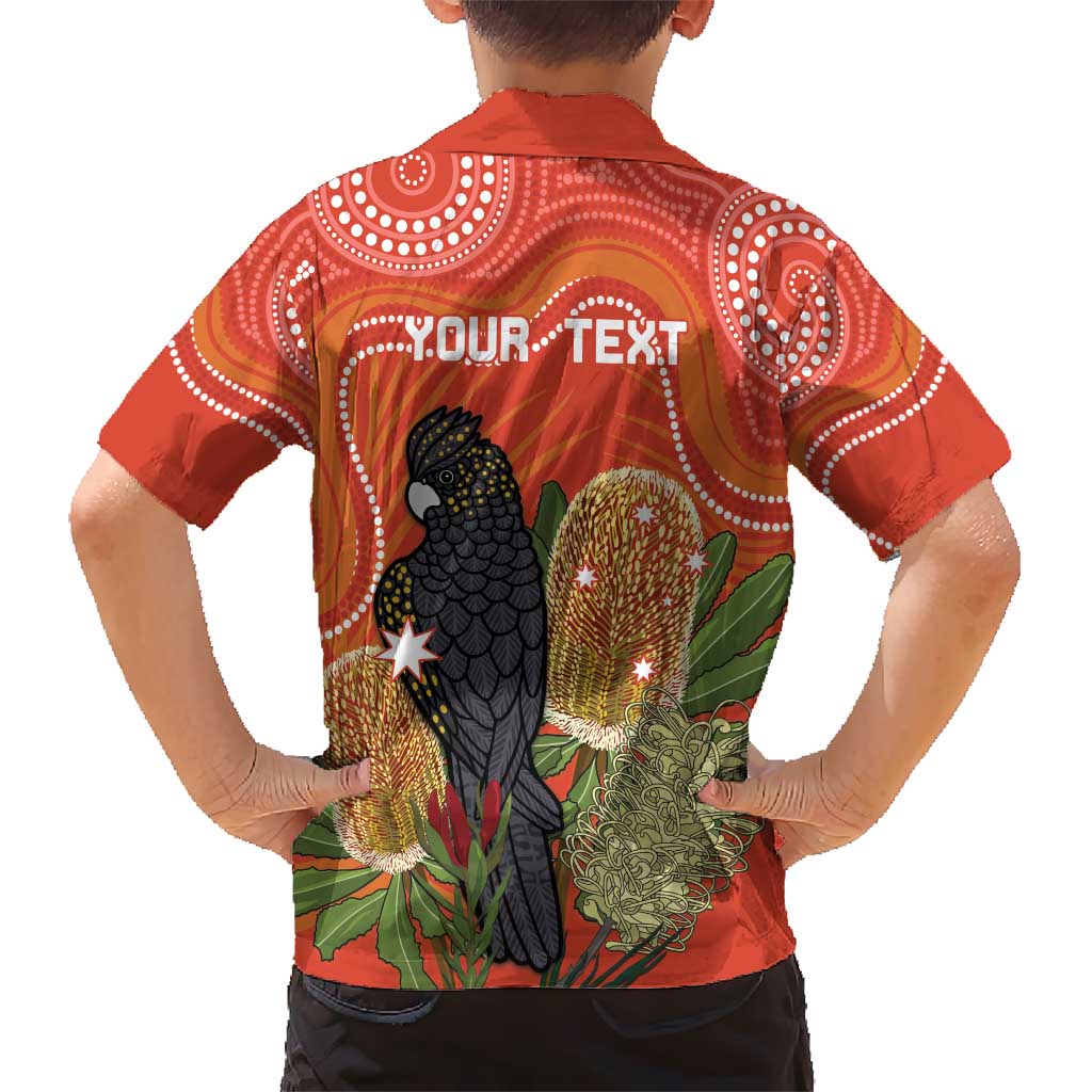 Personalised Australia Banksia And Black Cockatoo Hawaiian Shirt Aboriginal Art - Vibe Hoodie Shop