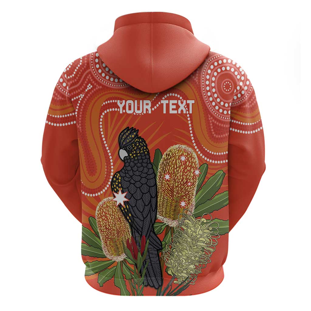 Personalised Australia Banksia And Black Cockatoo Hoodie Aboriginal Art - Vibe Hoodie Shop
