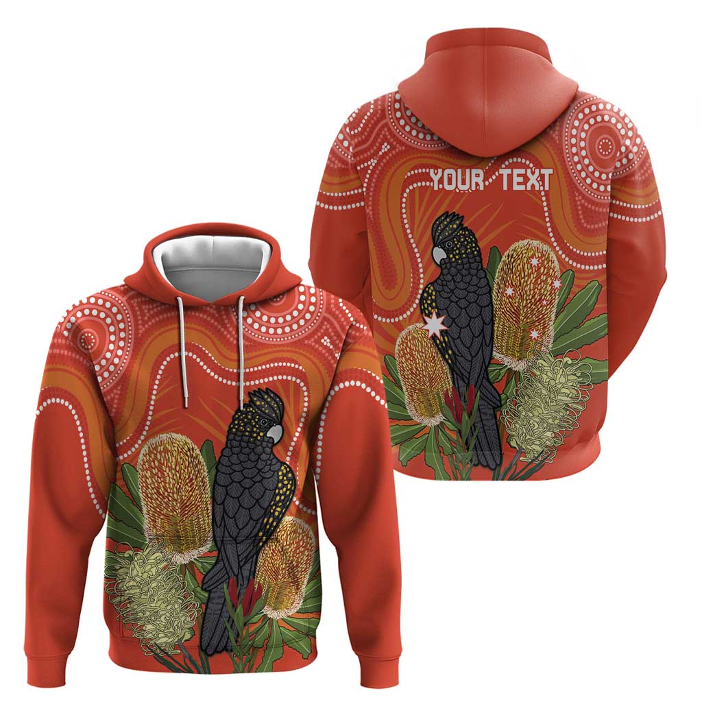 Personalised Australia Banksia And Black Cockatoo Hoodie Aboriginal Art - Vibe Hoodie Shop