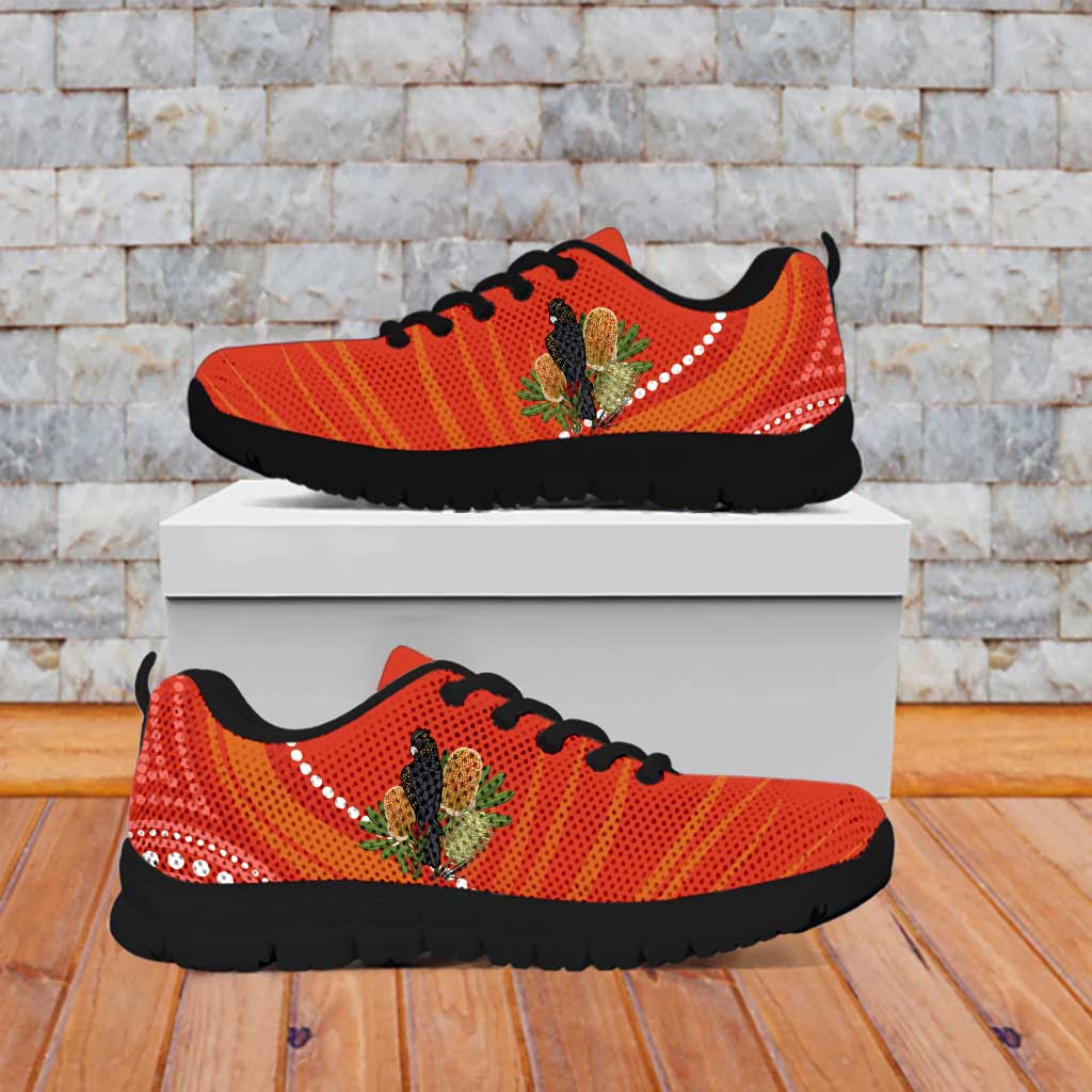 Personalised Australia Banksia With Black Cockatoo Sneakers Aboriginal Art - Vibe Hoodie Shop