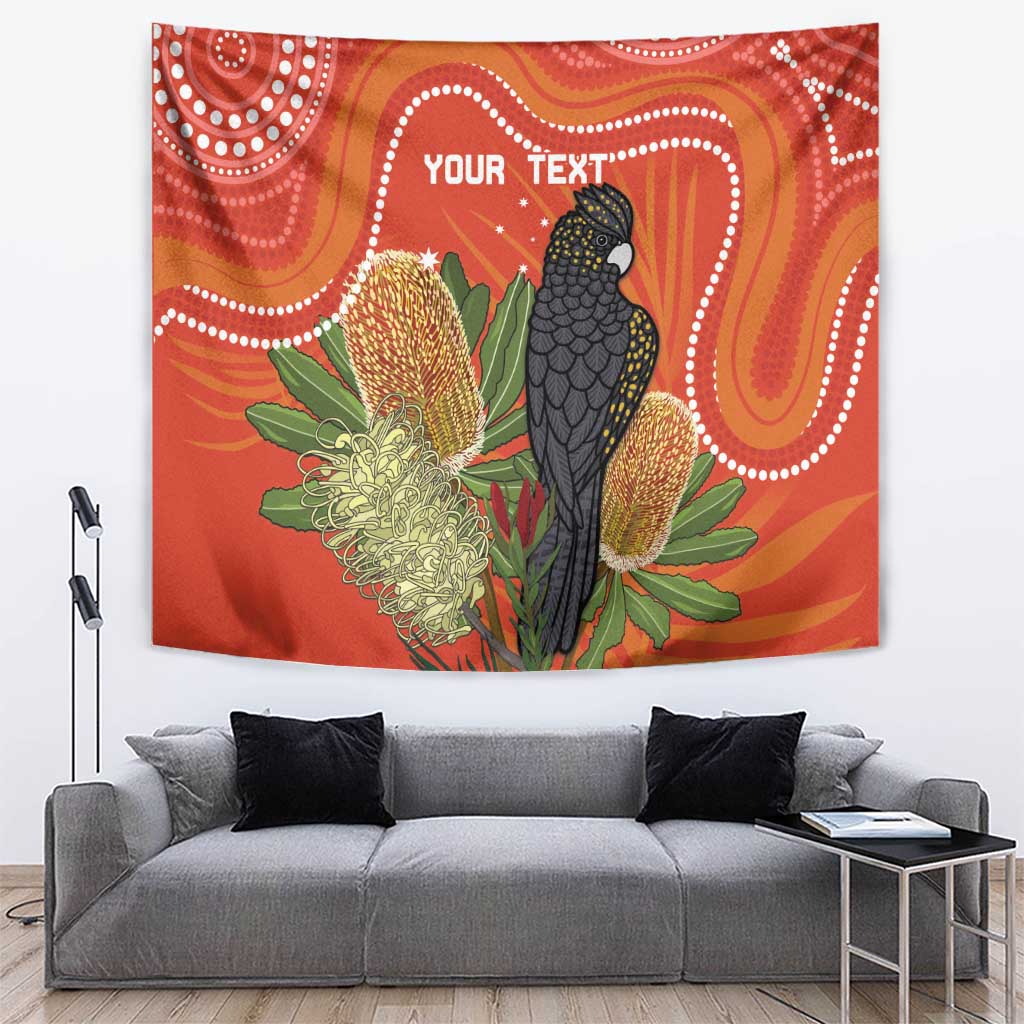 Personalised Australia Banksia And Black Cockatoo Tapestry Aboriginal Art - Vibe Hoodie Shop