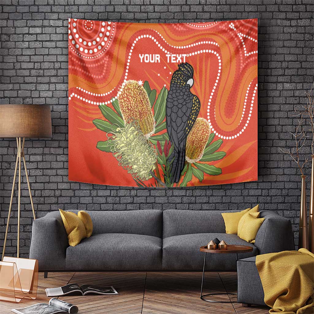 Personalised Australia Banksia And Black Cockatoo Tapestry Aboriginal Art - Vibe Hoodie Shop