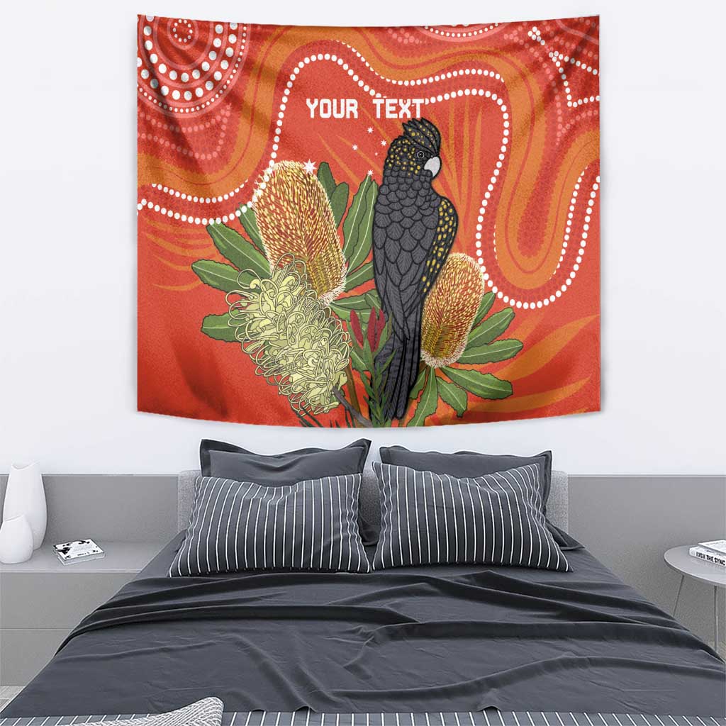 Personalised Australia Banksia And Black Cockatoo Tapestry Aboriginal Art - Vibe Hoodie Shop