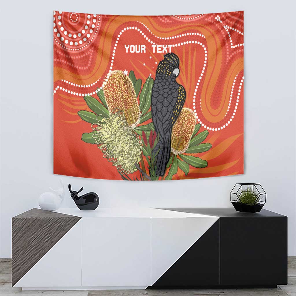 Personalised Australia Banksia And Black Cockatoo Tapestry Aboriginal Art - Vibe Hoodie Shop