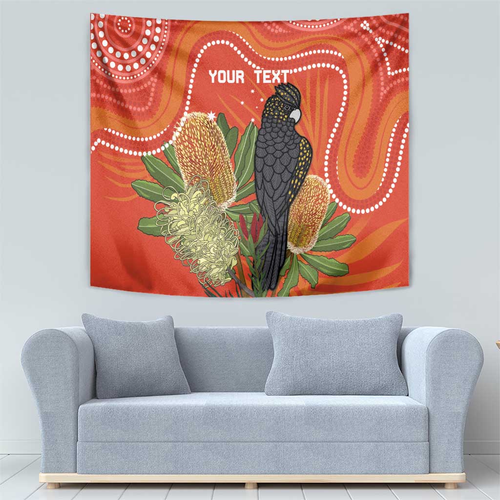 Personalised Australia Banksia And Black Cockatoo Tapestry Aboriginal Art - Vibe Hoodie Shop