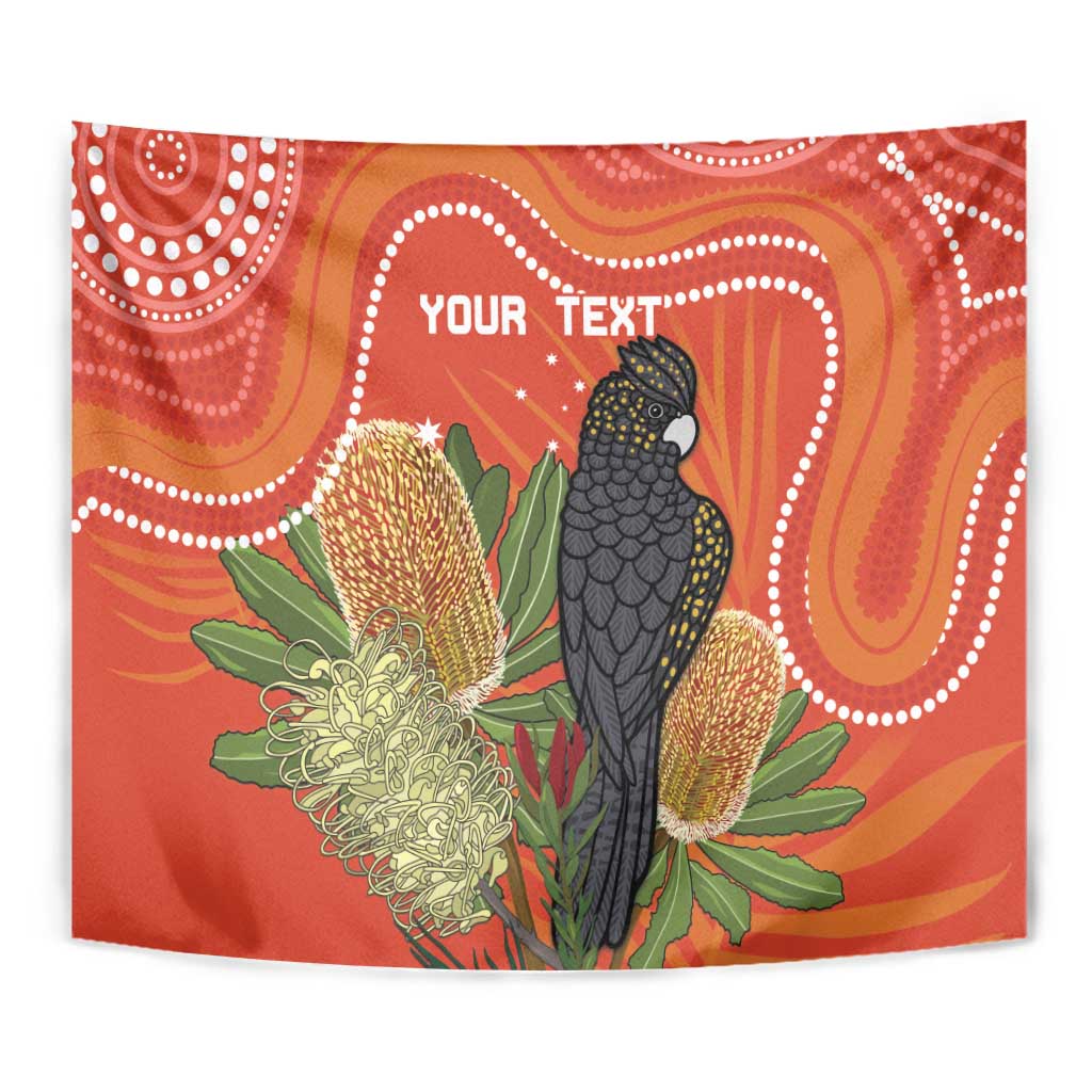 Personalised Australia Banksia And Black Cockatoo Tapestry Aboriginal Art - Vibe Hoodie Shop