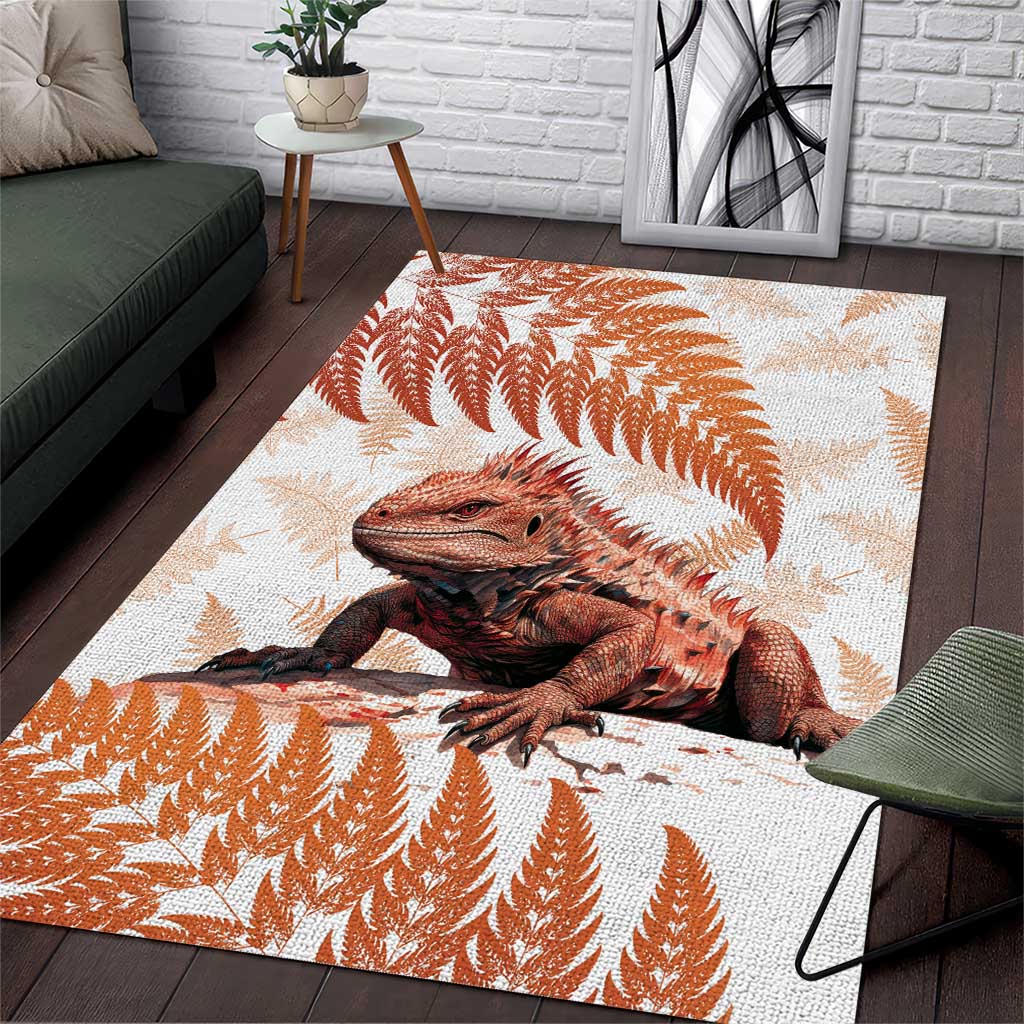 Red New Zealand Tuatara Area Rug Aotearoa Sphenodon Punctatus Silver Fern - Vibe Hoodie Shop