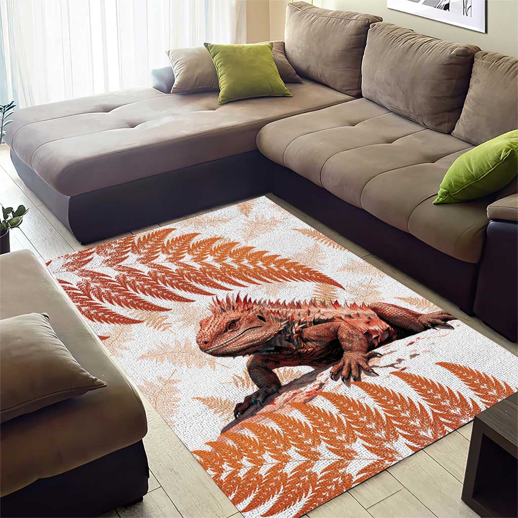 Red New Zealand Tuatara Area Rug Aotearoa Sphenodon Punctatus Silver Fern - Vibe Hoodie Shop