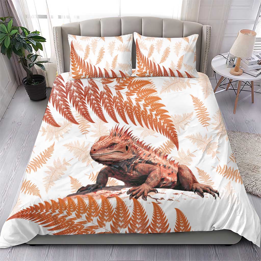 Red New Zealand Tuatara Bedding Set Aotearoa Sphenodon Punctatus Silver Fern - Vibe Hoodie Shop