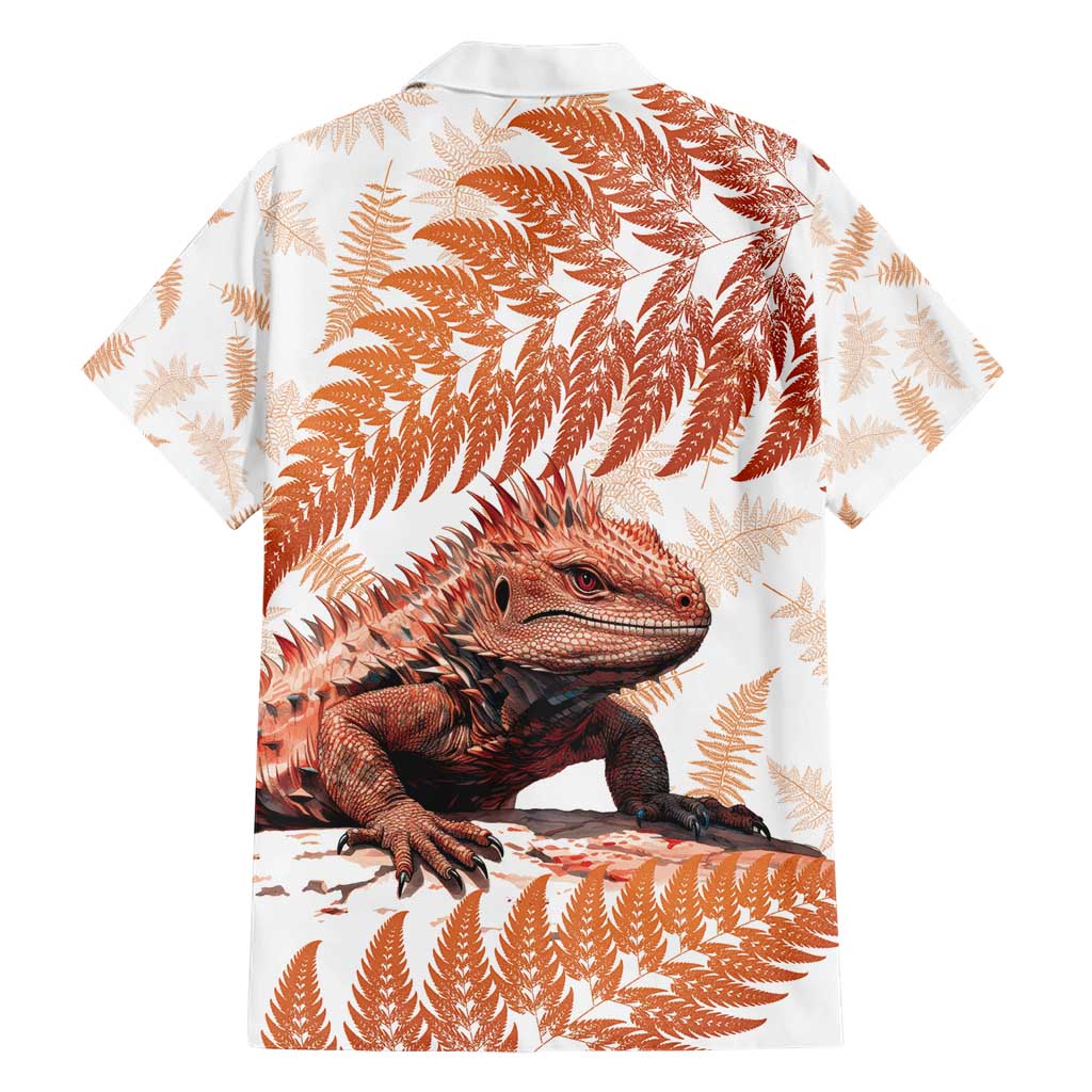 Red New Zealand Tuatara Hawaiian Shirt Aotearoa Sphenodon Punctatus Silver Fern - Vibe Hoodie Shop