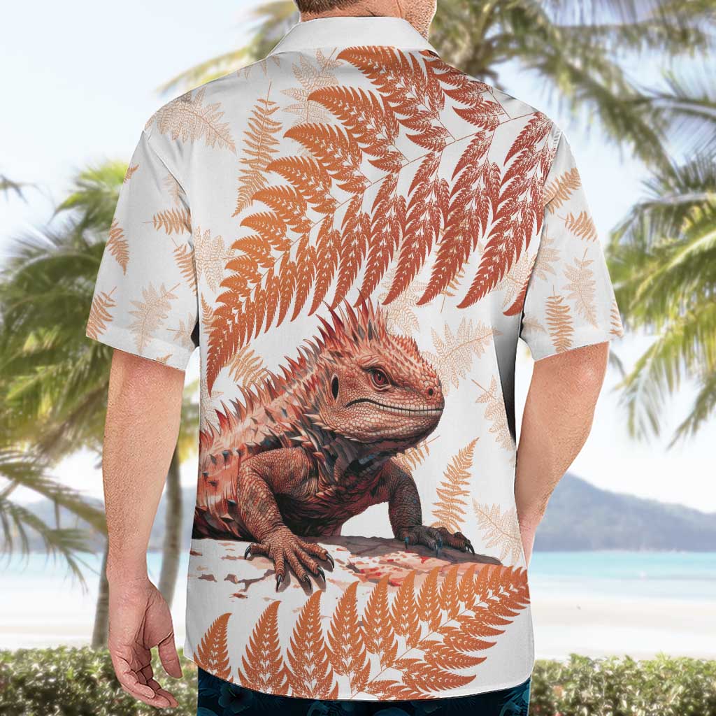 Red New Zealand Tuatara Hawaiian Shirt Aotearoa Sphenodon Punctatus Silver Fern - Vibe Hoodie Shop