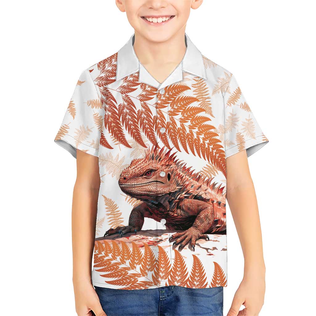 Red New Zealand Tuatara Hawaiian Shirt Aotearoa Sphenodon Punctatus Silver Fern - Vibe Hoodie Shop