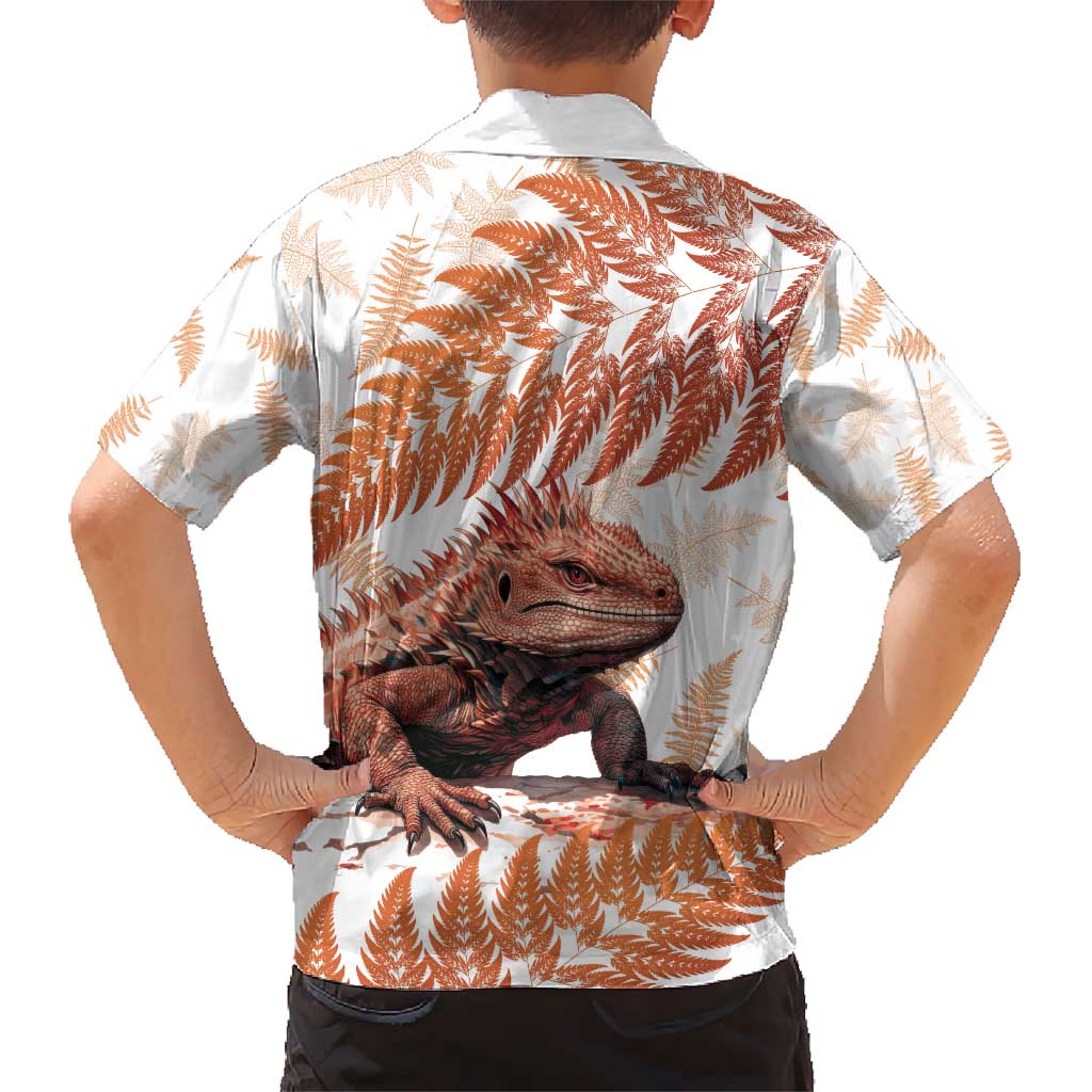 Red New Zealand Tuatara Hawaiian Shirt Aotearoa Sphenodon Punctatus Silver Fern - Vibe Hoodie Shop