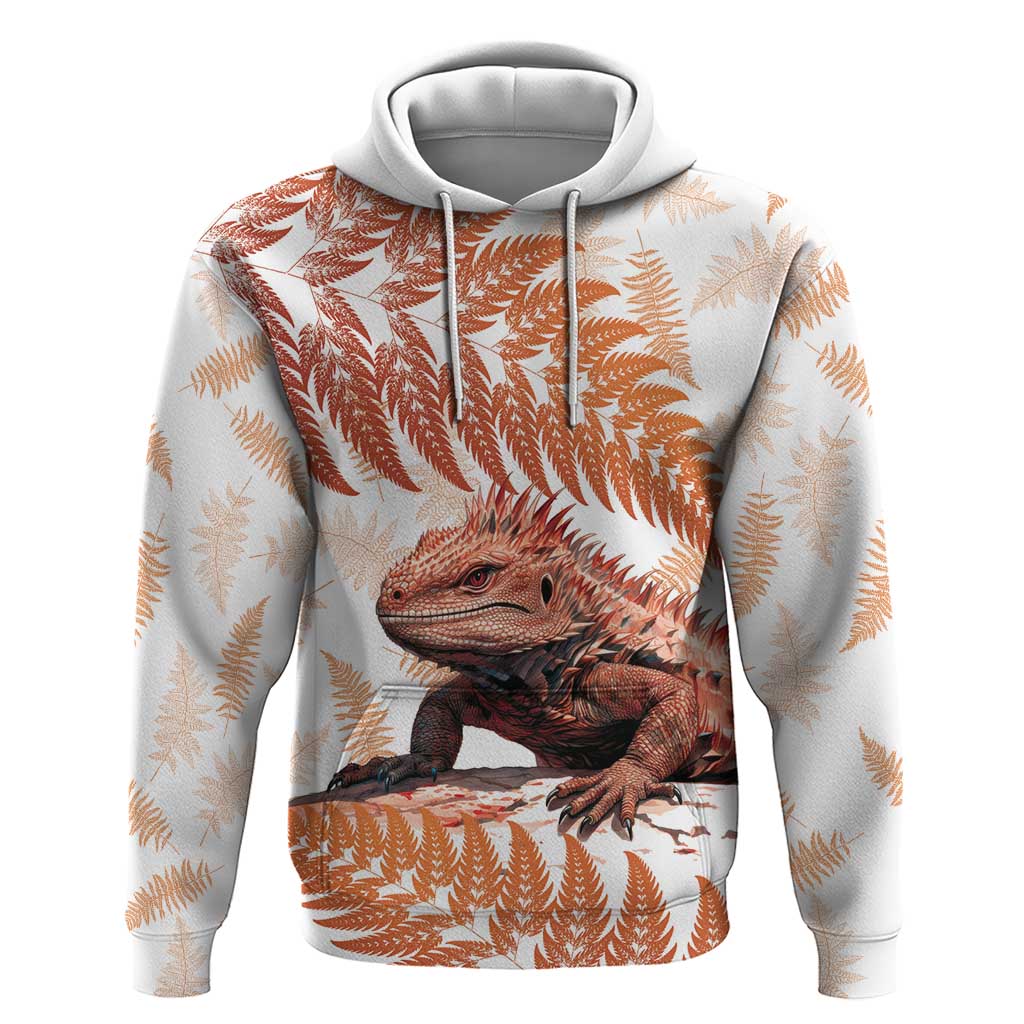Red New Zealand Tuatara Hoodie Aotearoa Sphenodon Punctatus Silver Fern - Vibe Hoodie Shop