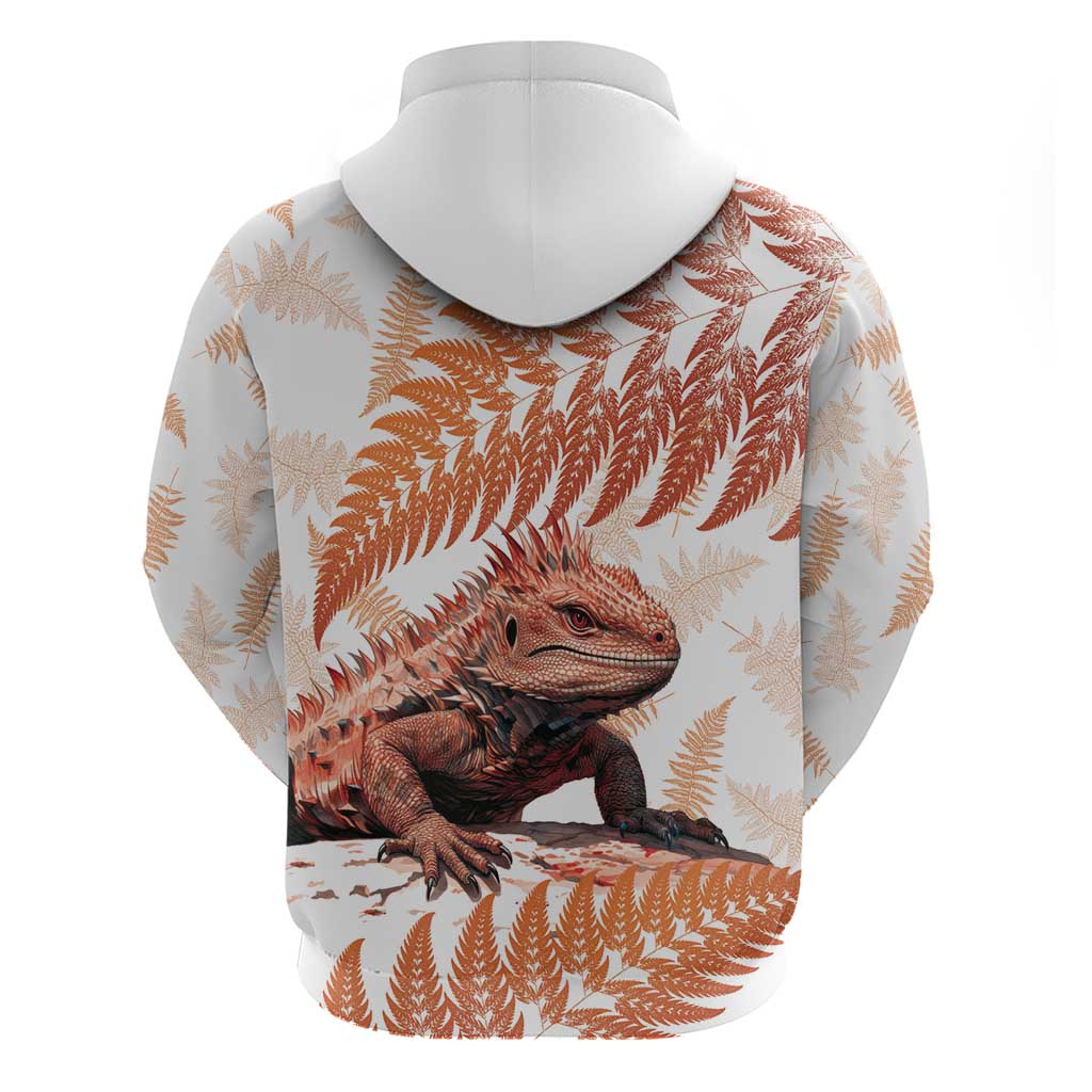 Red New Zealand Tuatara Hoodie Aotearoa Sphenodon Punctatus Silver Fern - Vibe Hoodie Shop