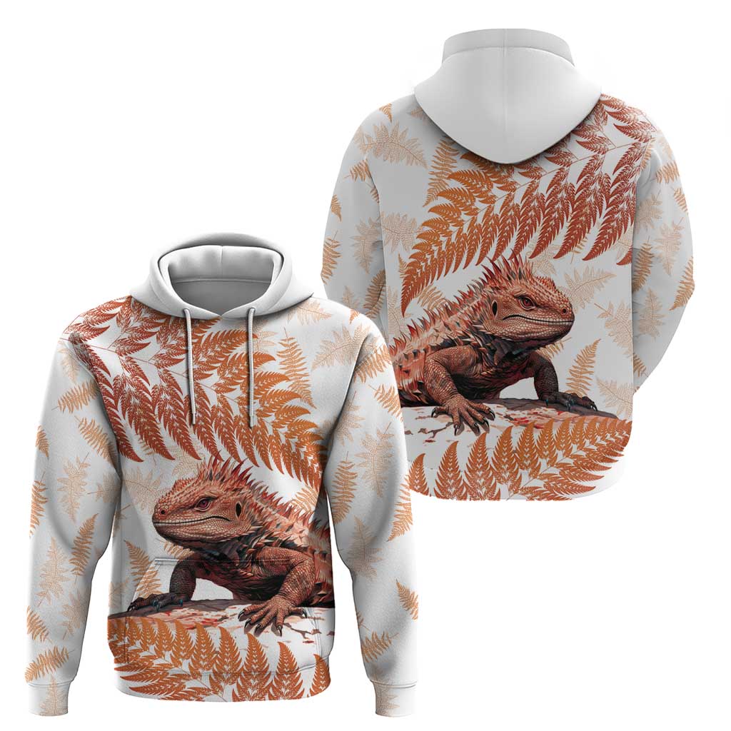 Red New Zealand Tuatara Hoodie Aotearoa Sphenodon Punctatus Silver Fern - Vibe Hoodie Shop