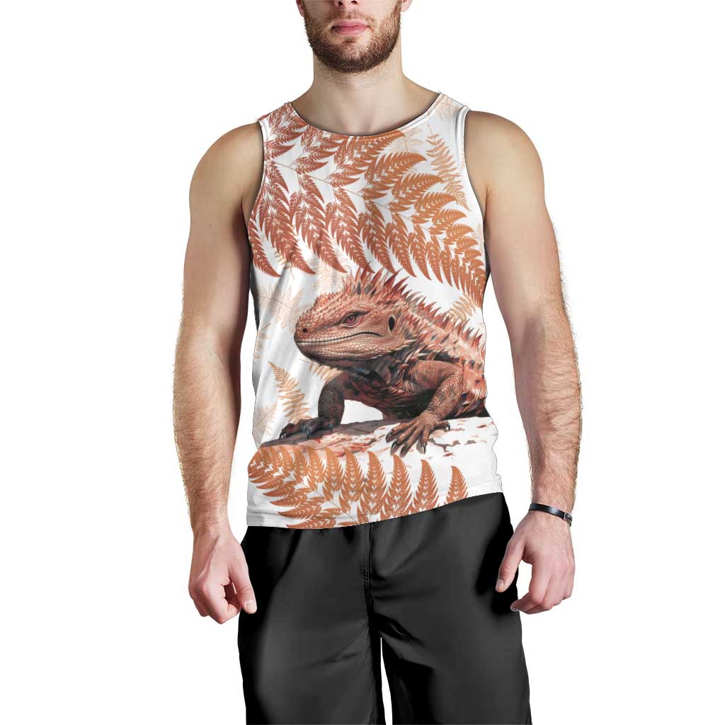 Red New Zealand Tuatara Men Tank Top Aotearoa Sphenodon Punctatus Silver Fern - Vibe Hoodie Shop