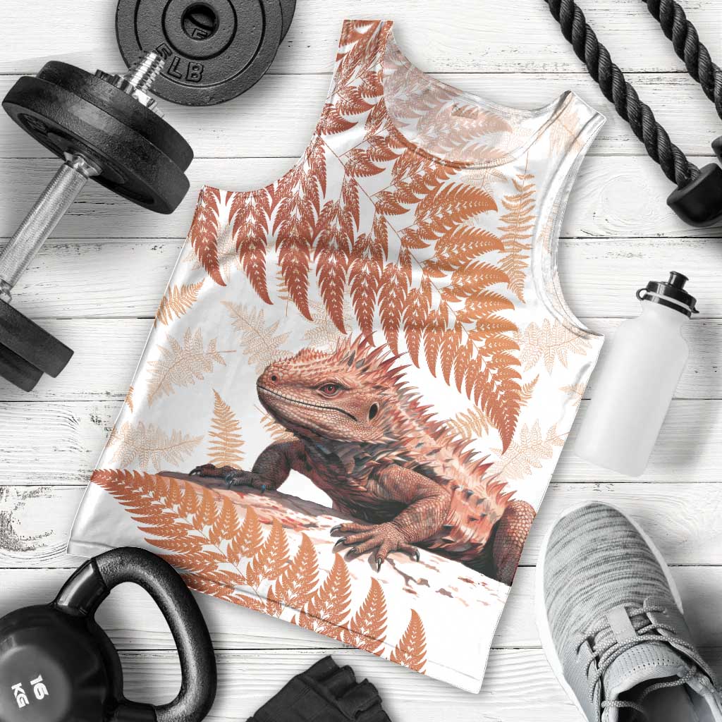 Red New Zealand Tuatara Men Tank Top Aotearoa Sphenodon Punctatus Silver Fern - Vibe Hoodie Shop