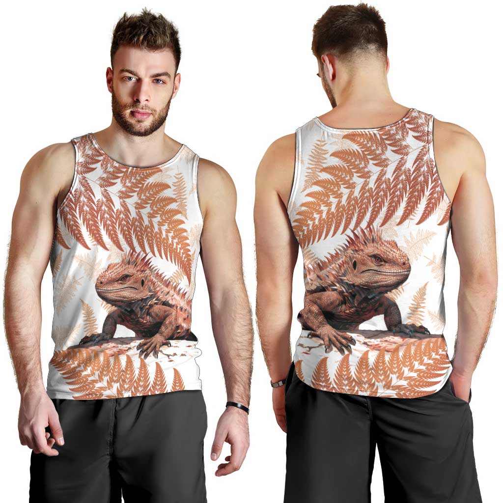 Red New Zealand Tuatara Men Tank Top Aotearoa Sphenodon Punctatus Silver Fern - Vibe Hoodie Shop