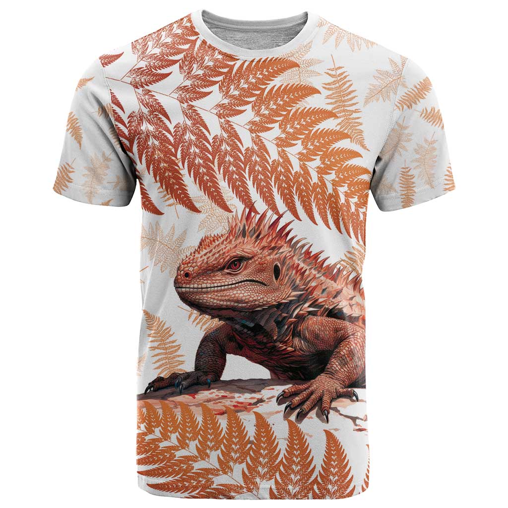 Red New Zealand Tuatara T Shirt Aotearoa Sphenodon Punctatus Silver Fern - Vibe Hoodie Shop