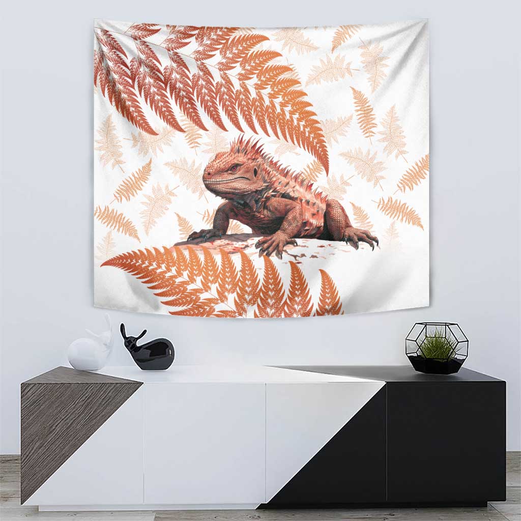 Red New Zealand Tuatara Tapestry Aotearoa Sphenodon Punctatus Silver Fern - Vibe Hoodie Shop