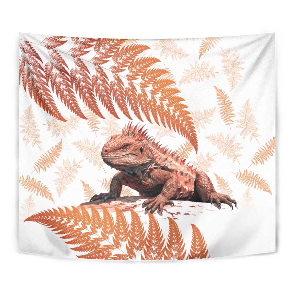 Red New Zealand Tuatara Tapestry Aotearoa Sphenodon Punctatus Silver Fern - Vibe Hoodie Shop