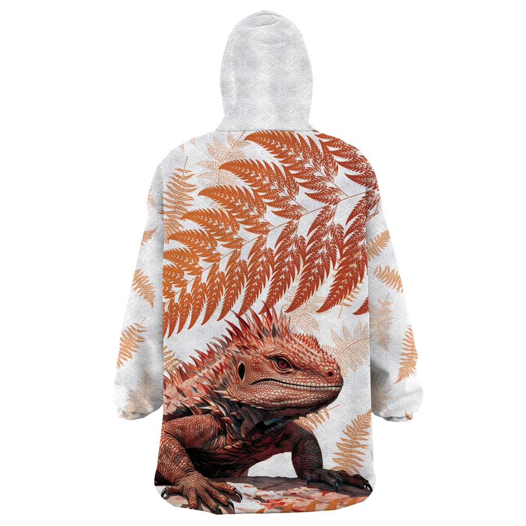 Red New Zealand Tuatara Wearable Blanket Hoodie Aotearoa Sphenodon Punctatus Silver Fern - Vibe Hoodie Shop