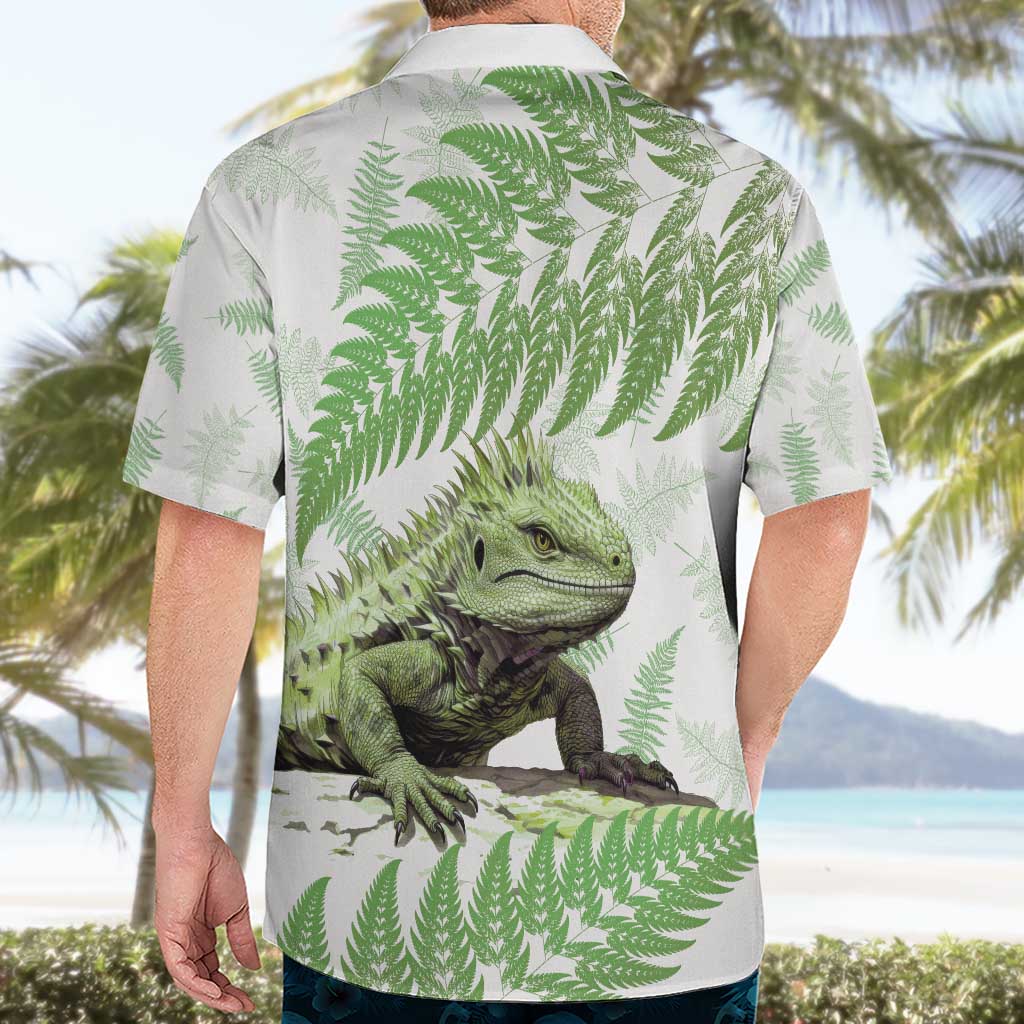 Green New Zealand Tuatara Hawaiian Shirt Aotearoa Sphenodon Punctatus Silver Fern - Vibe Hoodie Shop