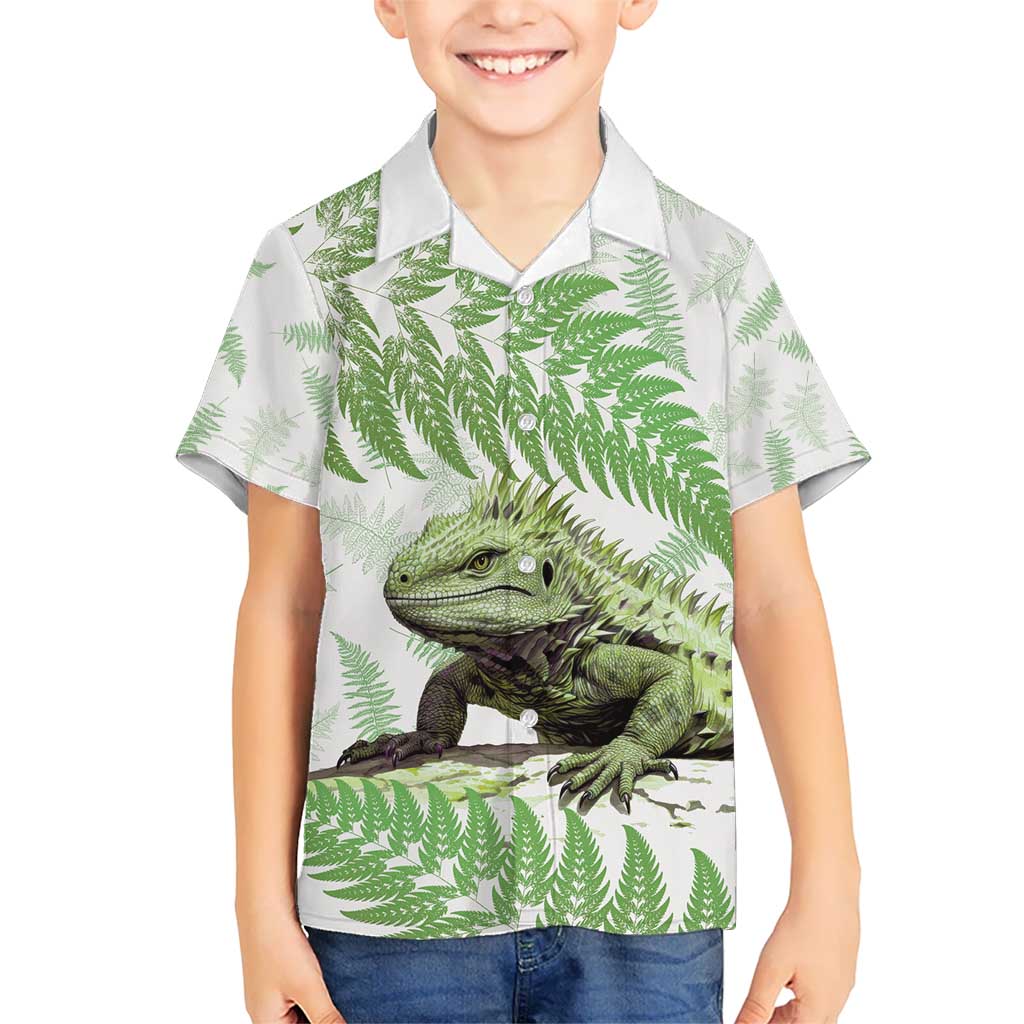 Green New Zealand Tuatara Hawaiian Shirt Aotearoa Sphenodon Punctatus Silver Fern - Vibe Hoodie Shop