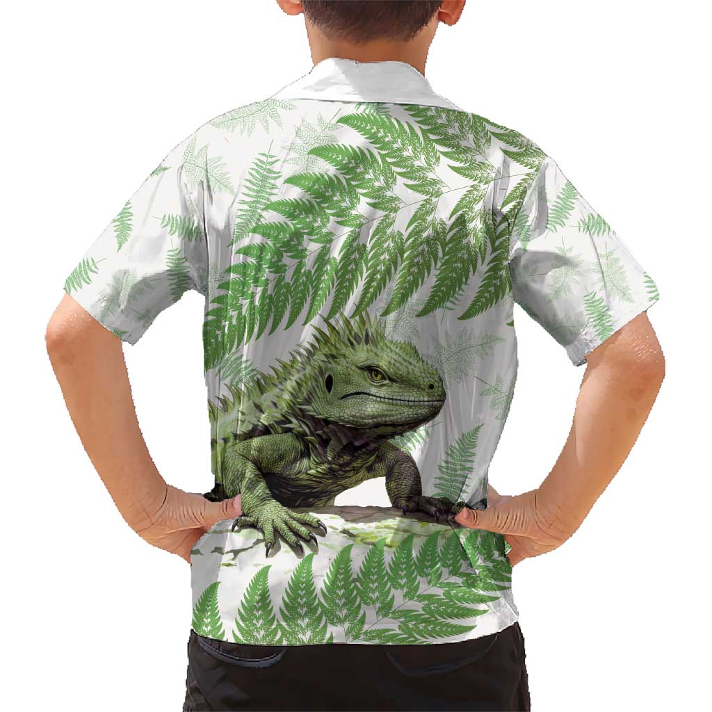 Green New Zealand Tuatara Hawaiian Shirt Aotearoa Sphenodon Punctatus Silver Fern - Vibe Hoodie Shop