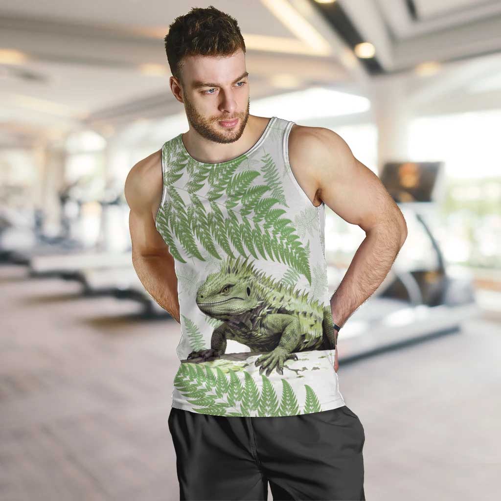 Green New Zealand Tuatara Men Tank Top Aotearoa Sphenodon Punctatus Silver Fern - Vibe Hoodie Shop