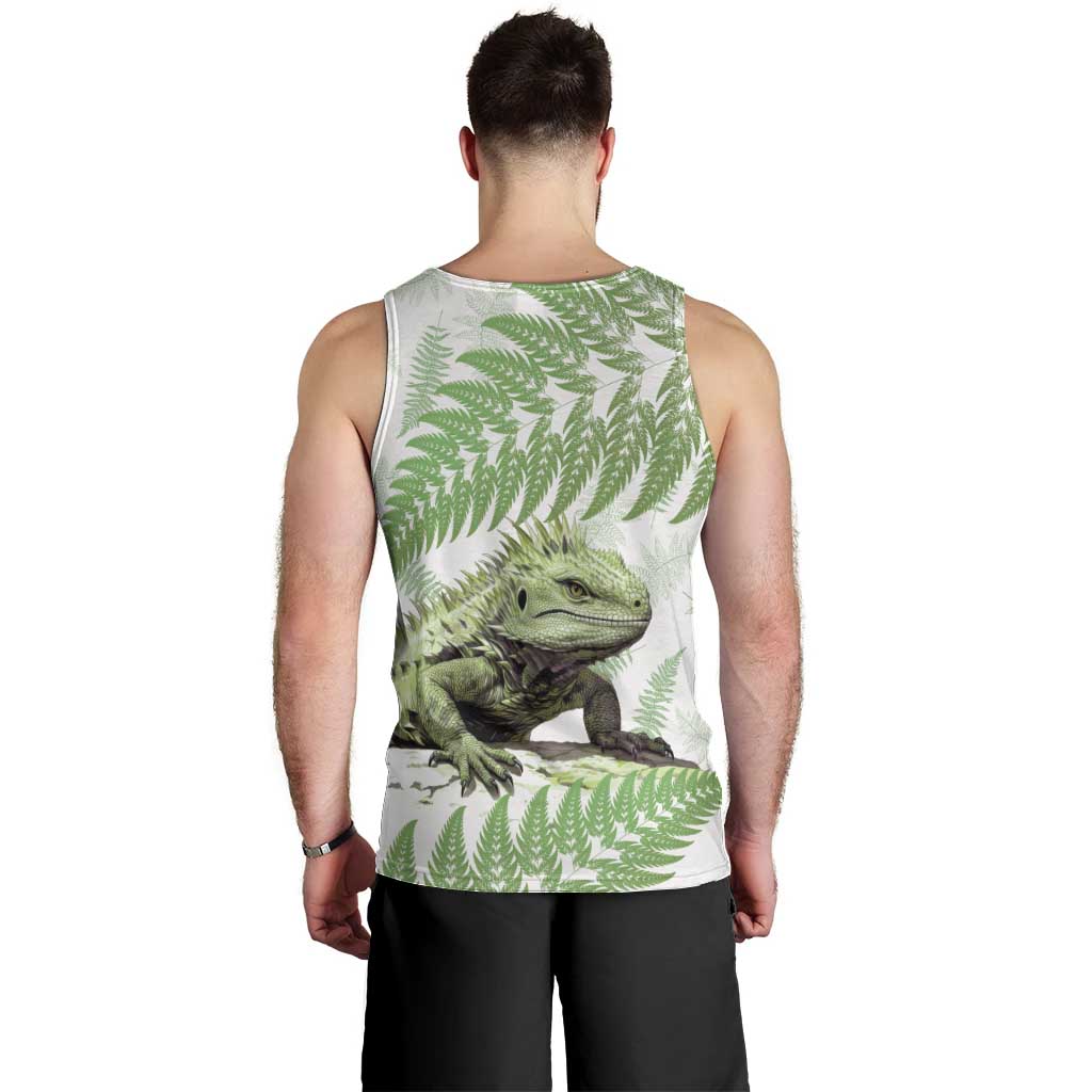 Green New Zealand Tuatara Men Tank Top Aotearoa Sphenodon Punctatus Silver Fern - Vibe Hoodie Shop
