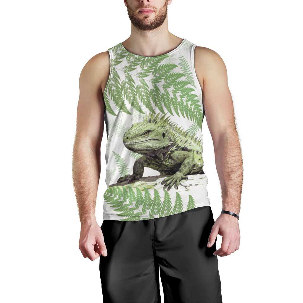 Green New Zealand Tuatara Men Tank Top Aotearoa Sphenodon Punctatus Silver Fern - Vibe Hoodie Shop