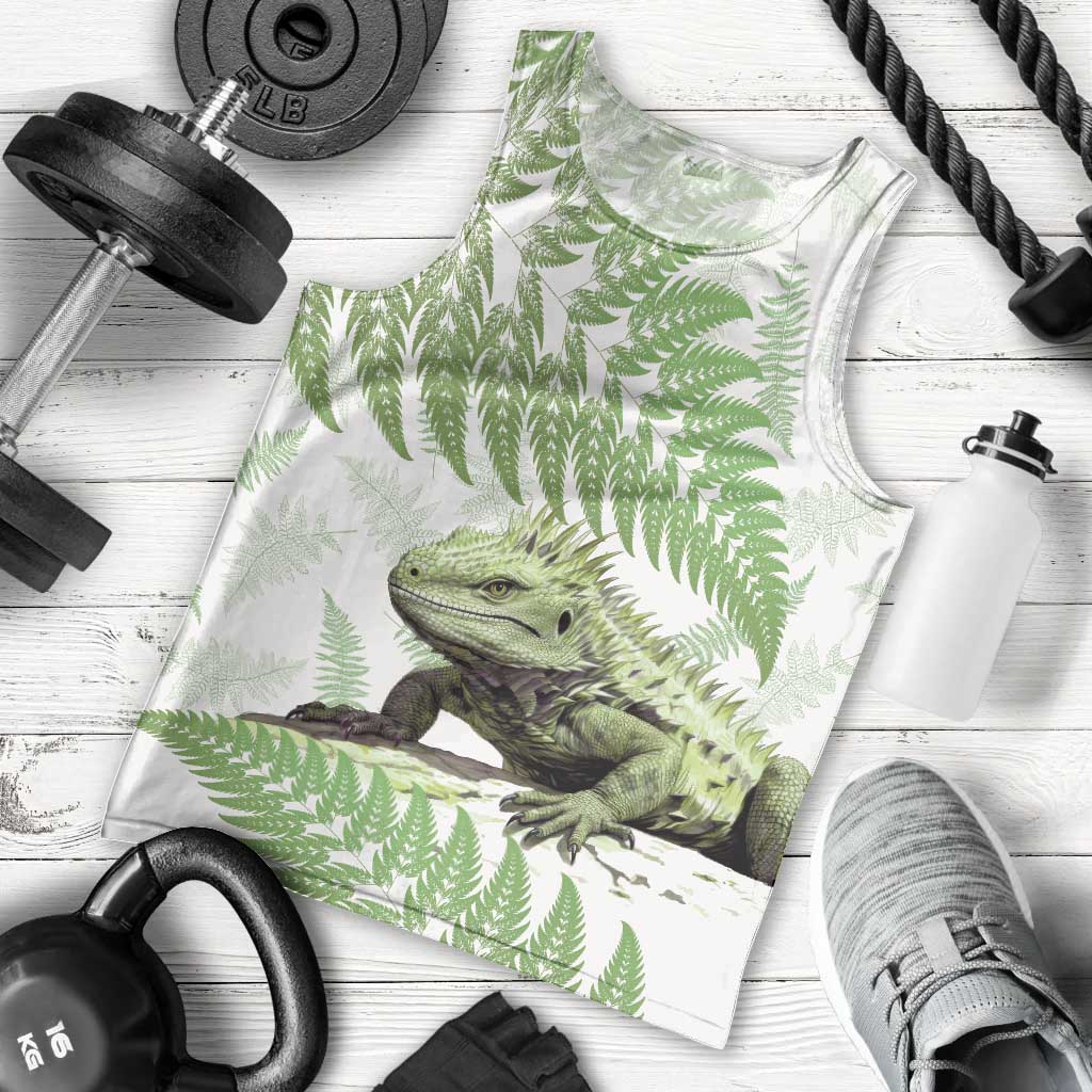 Green New Zealand Tuatara Men Tank Top Aotearoa Sphenodon Punctatus Silver Fern - Vibe Hoodie Shop