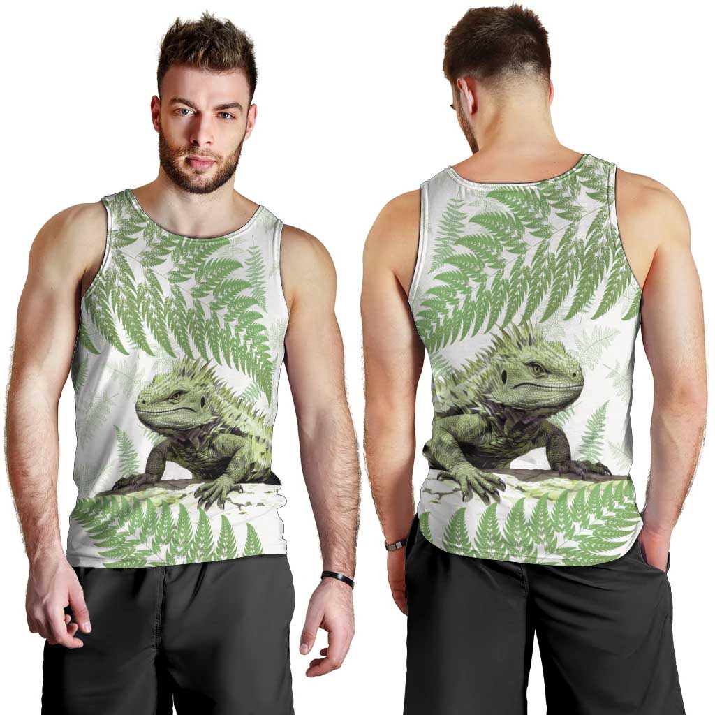 Green New Zealand Tuatara Men Tank Top Aotearoa Sphenodon Punctatus Silver Fern - Vibe Hoodie Shop