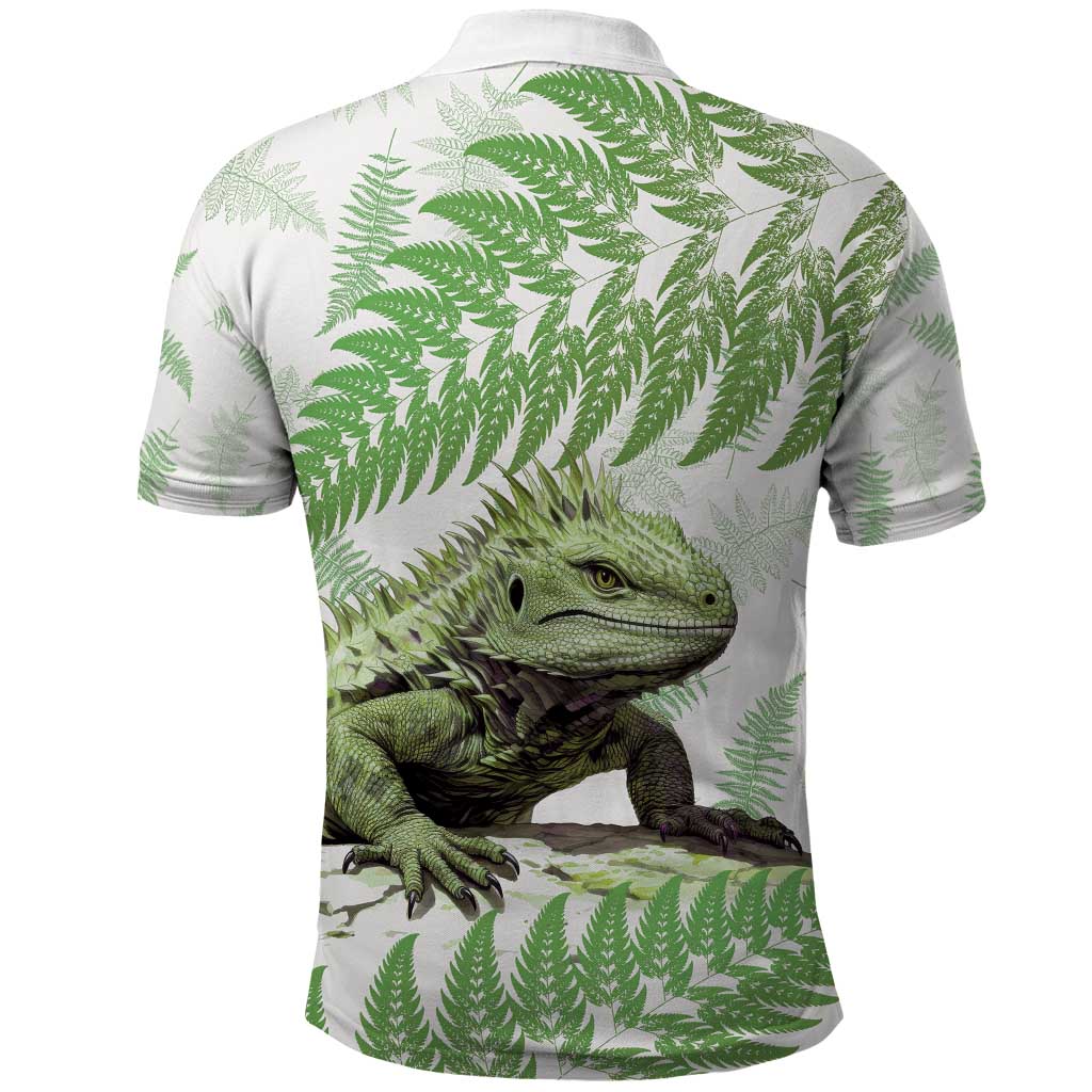 Green New Zealand Tuatara Polo Shirt Aotearoa Sphenodon Punctatus Silver Fern - Vibe Hoodie Shop