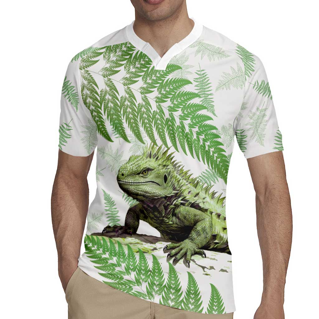Green New Zealand Tuatara Rugby Jersey Aotearoa Sphenodon Punctatus Silver Fern
