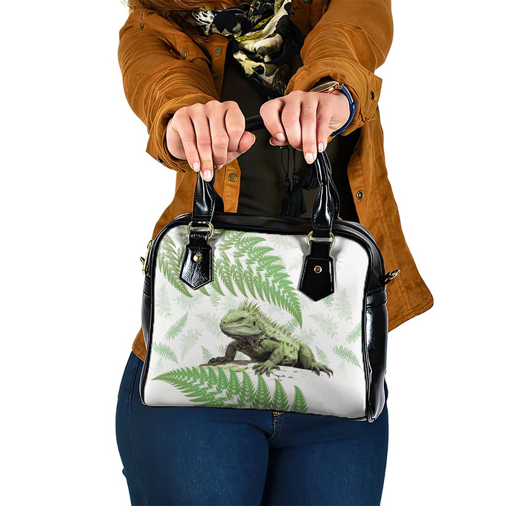 Green New Zealand Tuatara Shoulder Handbag Aotearoa Sphenodon Punctatus Silver Fern - Vibe Hoodie Shop