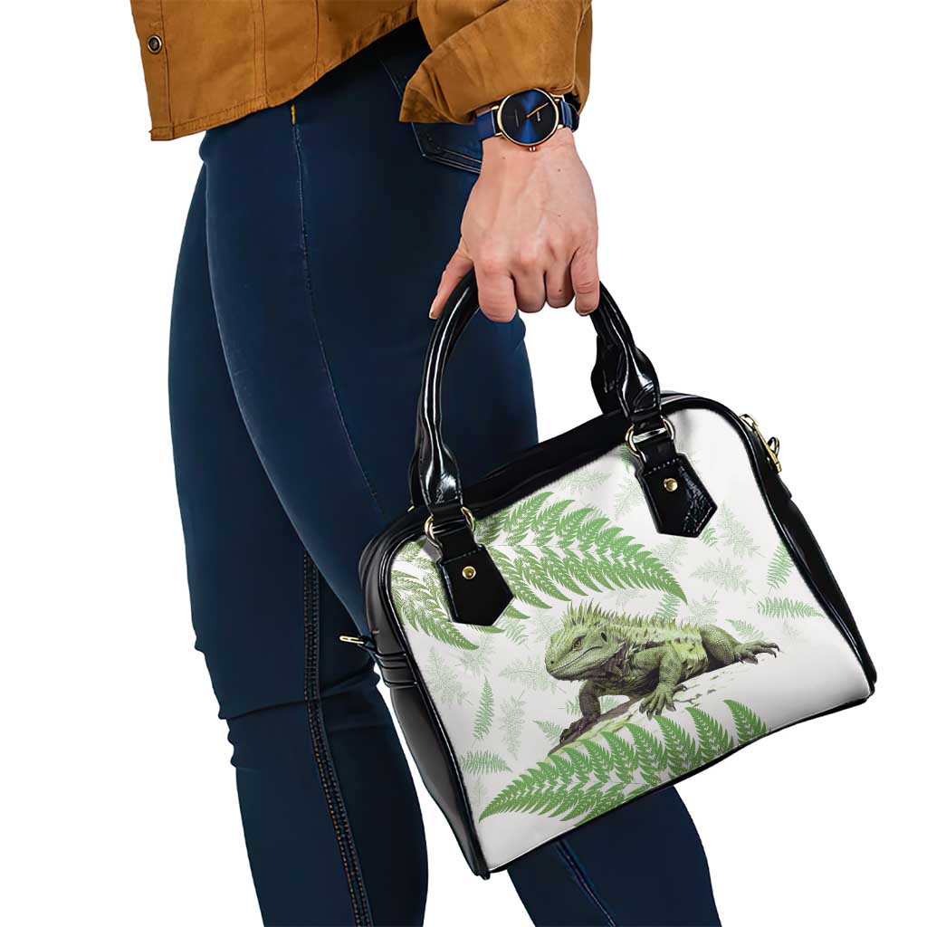 Green New Zealand Tuatara Shoulder Handbag Aotearoa Sphenodon Punctatus Silver Fern - Vibe Hoodie Shop