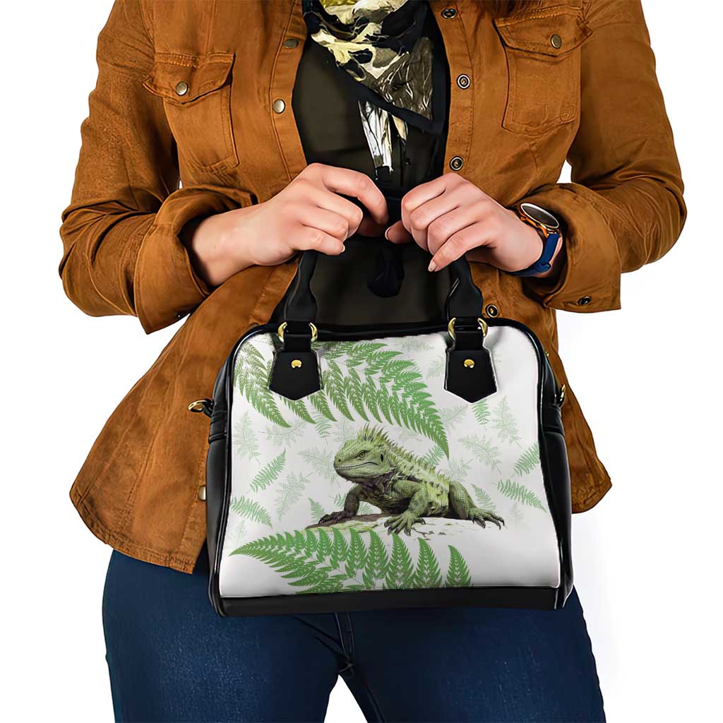 Green New Zealand Tuatara Shoulder Handbag Aotearoa Sphenodon Punctatus Silver Fern - Vibe Hoodie Shop