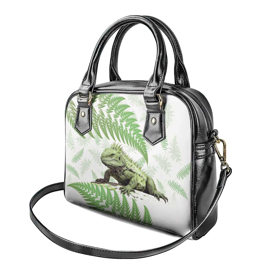 Green New Zealand Tuatara Shoulder Handbag Aotearoa Sphenodon Punctatus Silver Fern - Vibe Hoodie Shop