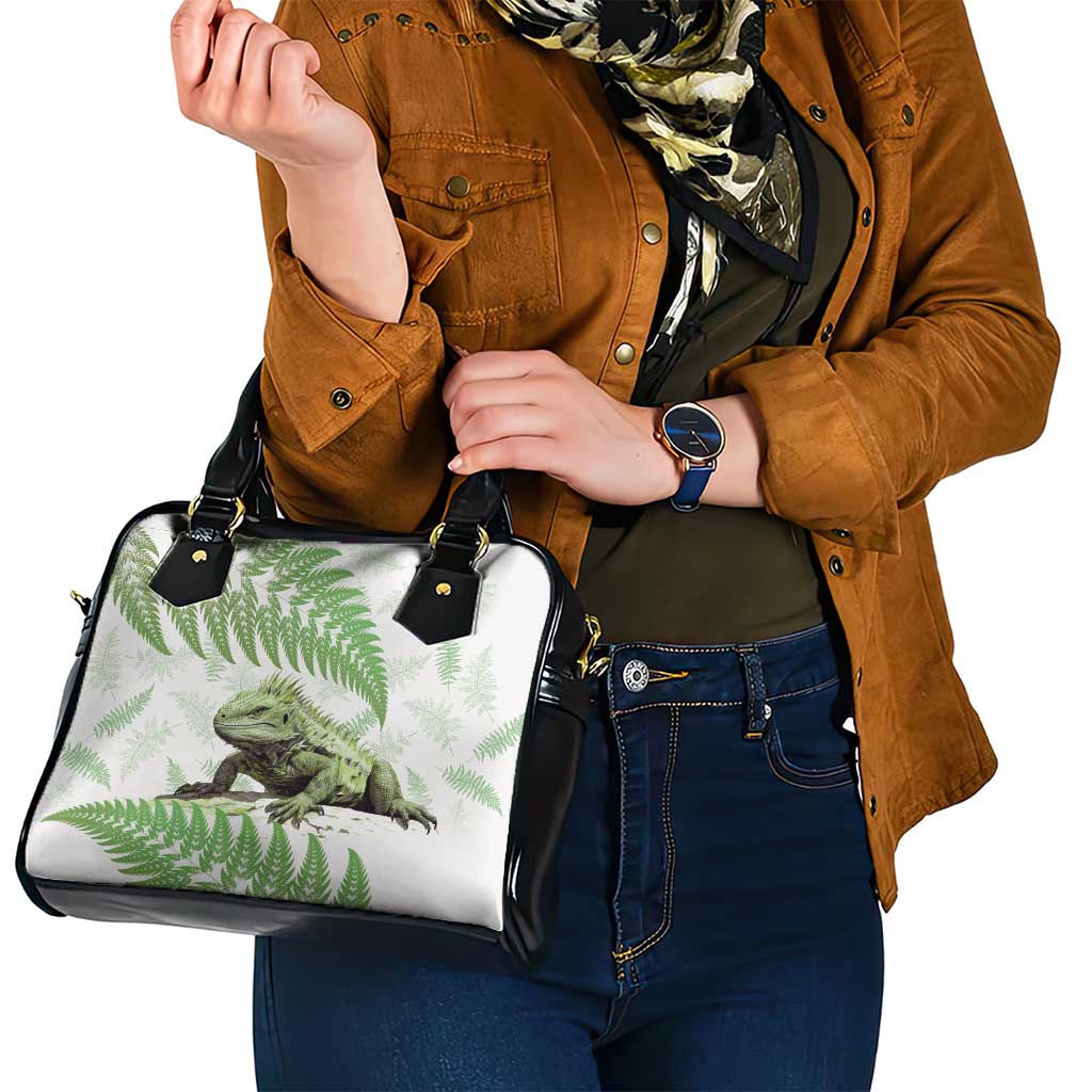 Green New Zealand Tuatara Shoulder Handbag Aotearoa Sphenodon Punctatus Silver Fern - Vibe Hoodie Shop