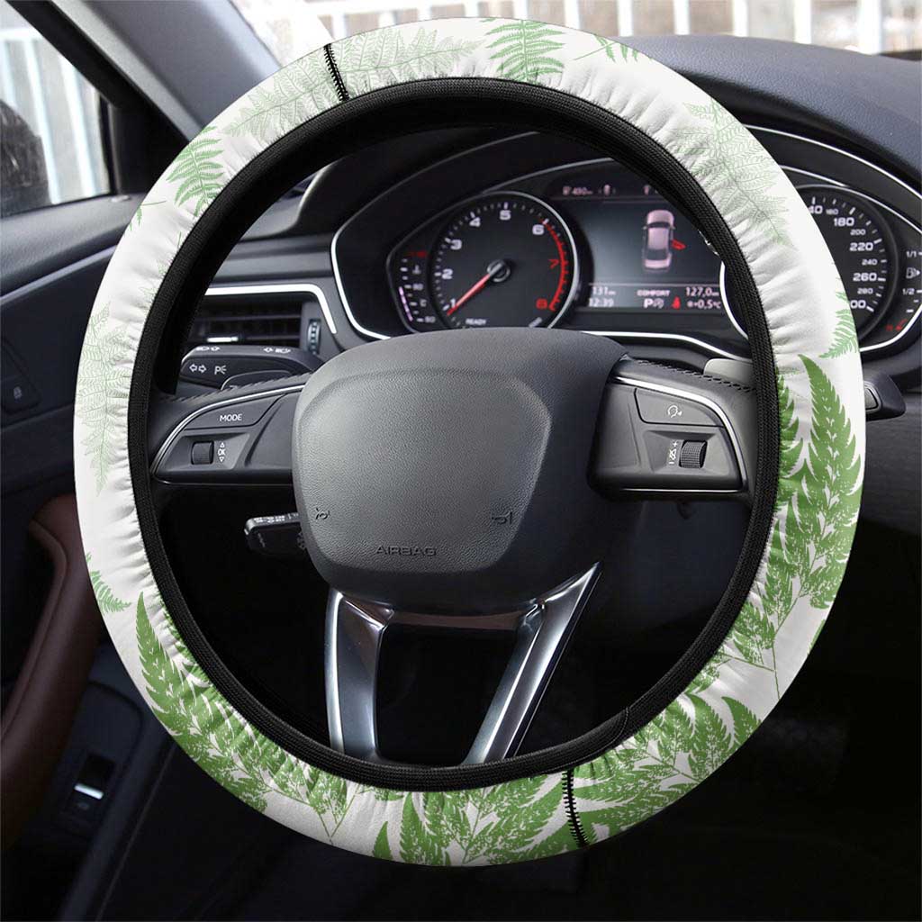 Green New Zealand Tuatara Steering Wheel Cover Aotearoa Sphenodon Punctatus Silver Fern