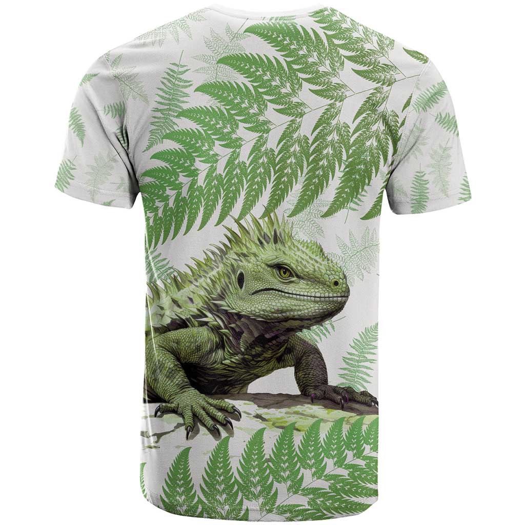 Green New Zealand Tuatara T Shirt Aotearoa Sphenodon Punctatus Silver Fern - Vibe Hoodie Shop