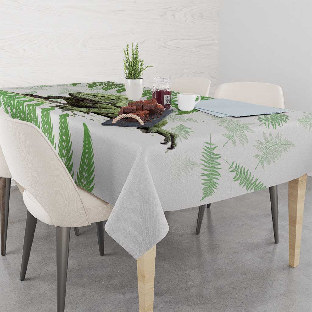 Green New Zealand Tuatara Tablecloth Aotearoa Sphenodon Punctatus Silver Fern