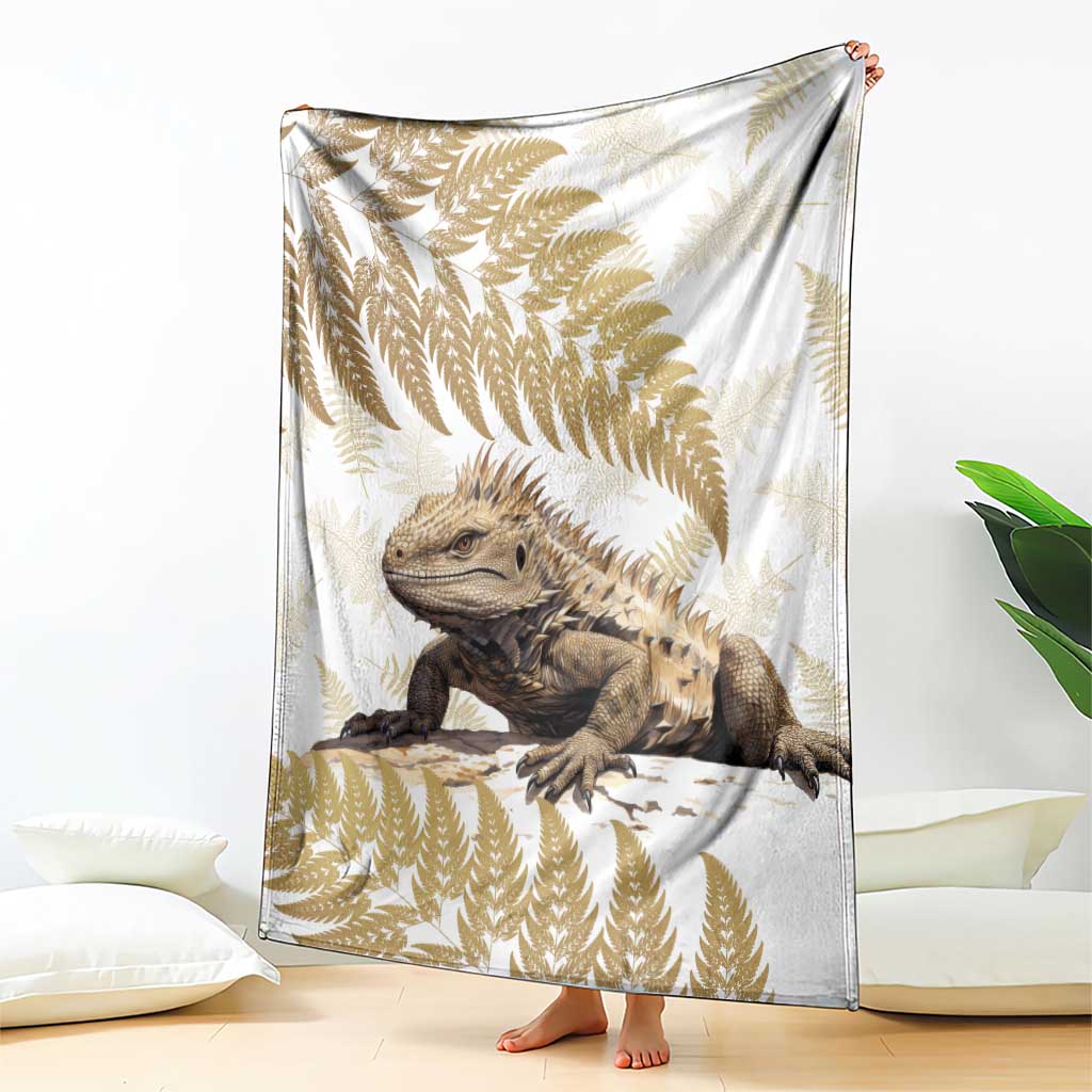 Gold New Zealand Tuatara Blanket Aotearoa Sphenodon Punctatus Silver Fern - Vibe Hoodie Shop