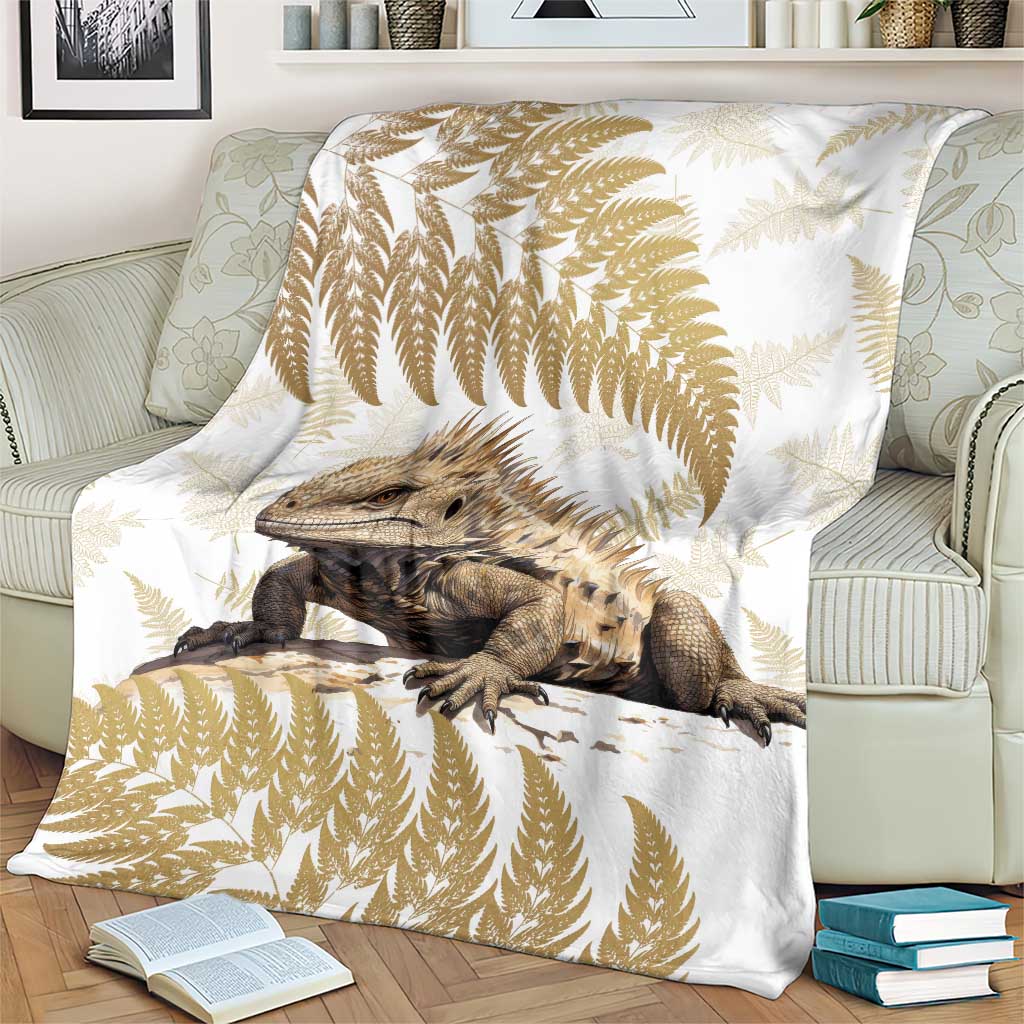 Gold New Zealand Tuatara Blanket Aotearoa Sphenodon Punctatus Silver Fern - Vibe Hoodie Shop