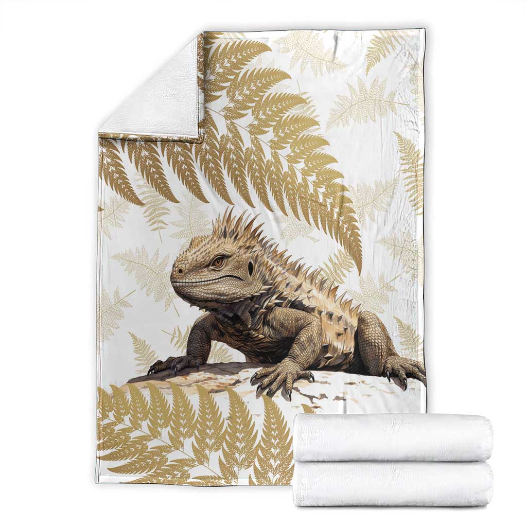 Gold New Zealand Tuatara Blanket Aotearoa Sphenodon Punctatus Silver Fern - Vibe Hoodie Shop